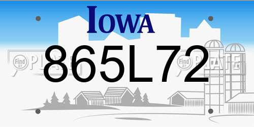 865L72 Iowa License Plate