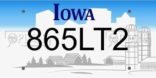 865LT2 Iowa License Plate