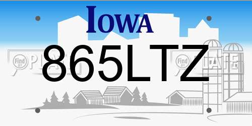 865LTZ Iowa License Plate