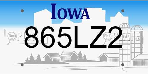 865LZ2 Iowa License Plate