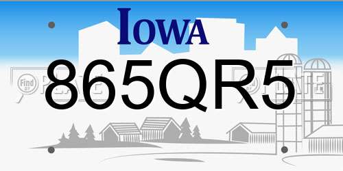 865QR5 Iowa License Plate
