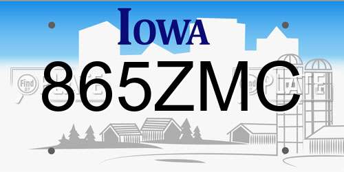 865ZMC Iowa License Plate