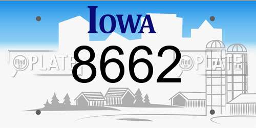 8662 Iowa License Plate