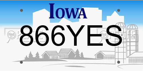 866YES Iowa License Plate