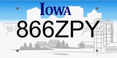 866ZPY Iowa License Plate