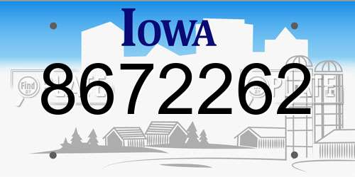 8672262 Iowa License Plate