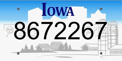 8672267 Iowa License Plate