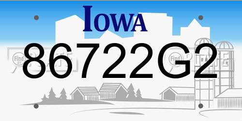 86722G2 Iowa License Plate
