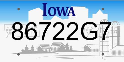 86722G7 Iowa License Plate