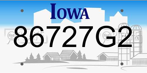 86727G2 Iowa License Plate