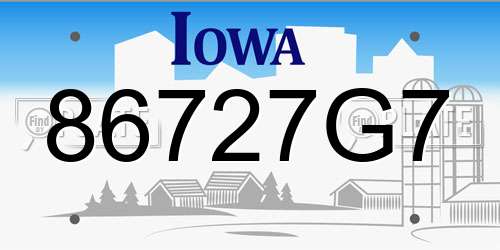 86727G7 Iowa License Plate