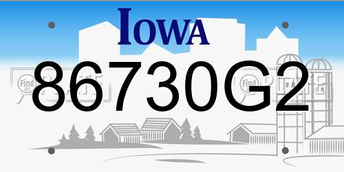 86730G2 Iowa License Plate