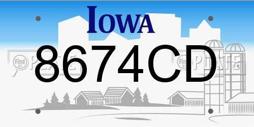 8674CD Iowa License Plate