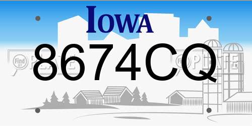 8674CQ Iowa License Plate