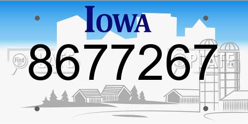 8677267 Iowa License Plate
