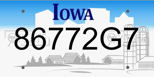 86772G7 Iowa License Plate