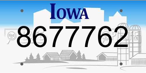 8677762 Iowa License Plate