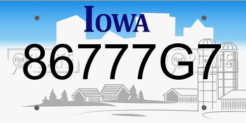 86777G7 Iowa License Plate
