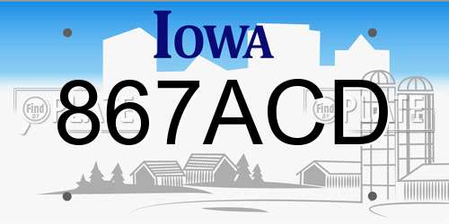 867ACD Iowa License Plate