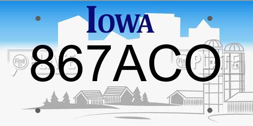 867ACO Iowa License Plate