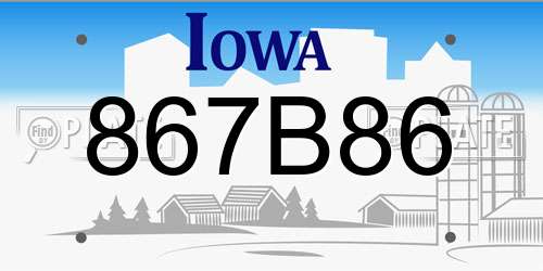 867B86 Iowa License Plate