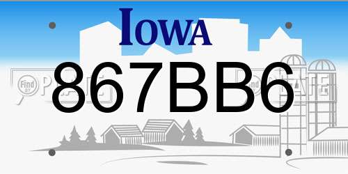 867BB6 Iowa License Plate