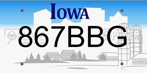 867BBG Iowa License Plate