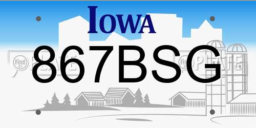 867BSG Iowa License Plate