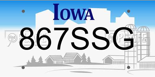 867SSG Iowa License Plate