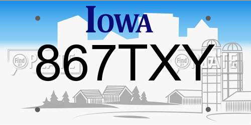 867TXY Iowa License Plate
