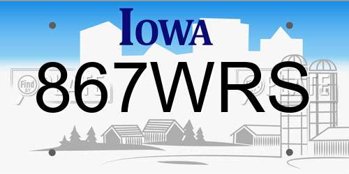 867WRS Iowa License Plate