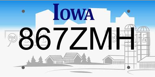 867ZMH Iowa License Plate