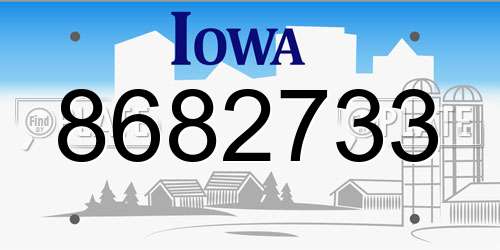 8682733 Iowa License Plate