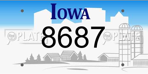 8687 Iowa License Plate