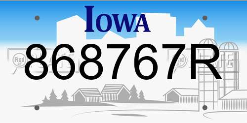 868767R Iowa License Plate