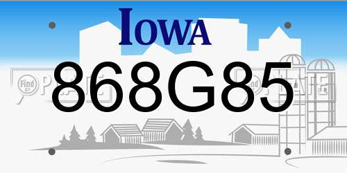 868G85 Iowa License Plate