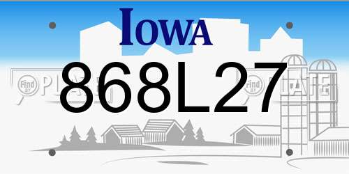 868L27 Iowa License Plate