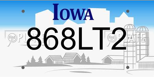 868LT2 Iowa License Plate