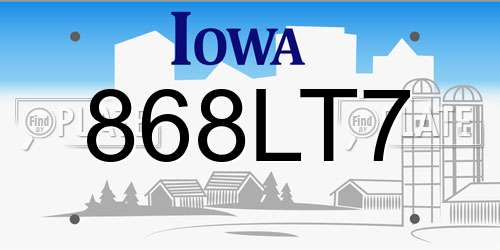 868LT7 Iowa License Plate