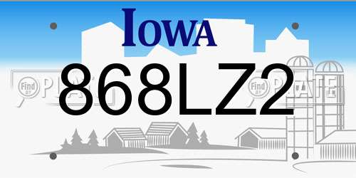 868LZ2 Iowa License Plate