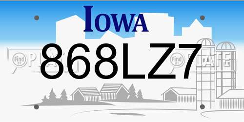 868LZ7 Iowa License Plate