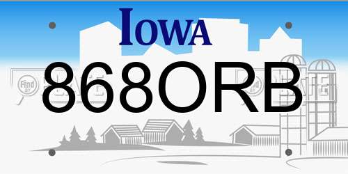 868ORB Iowa License Plate
