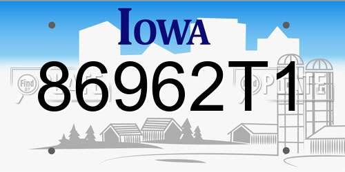 86962T1 Iowa License Plate