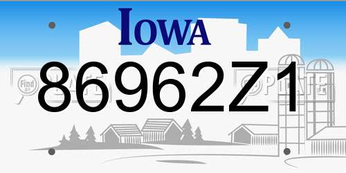 86962Z1 Iowa License Plate