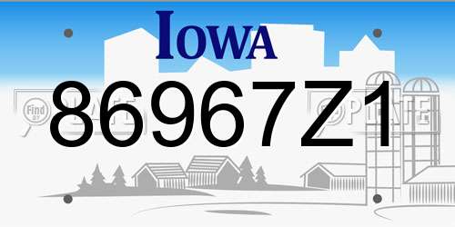 86967Z1 Iowa License Plate