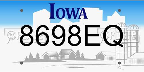 8698EQ Iowa License Plate