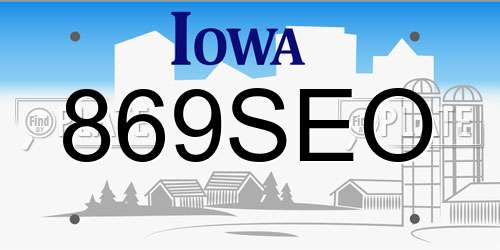 869SEO Iowa License Plate