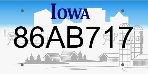86AB717 Iowa License Plate