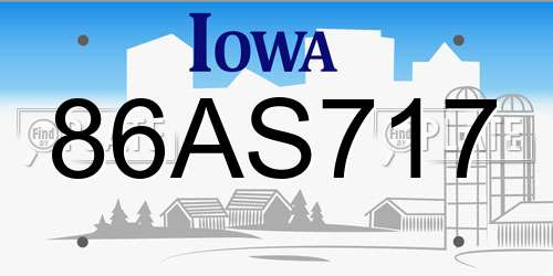 86AS717 Iowa License Plate