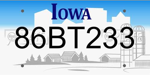 86BT233 Iowa License Plate